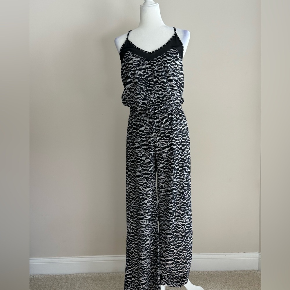 Athleta Black and White Wide Leg Jumpsuit